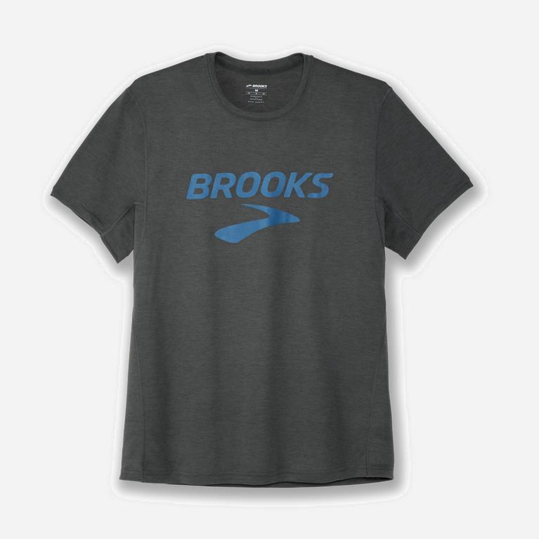 Brooks Distance Graphic Mens Short Sleeve Running Shirt Ireland Heather Dark Oyster/HBR/grey (PKCE-7